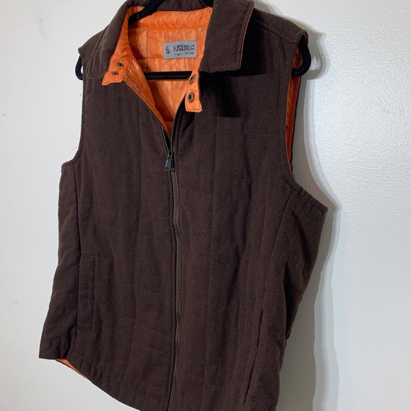 EUC Supernova Wool Blend Brown and Orange Quilted Vest Size Medium - Picture 4 of 4